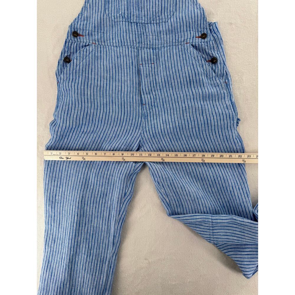 Faherty Blue Linen Mechanic Overalls Skyway Railroad Stripe Jumpsuit Small - Picture 8 of 11